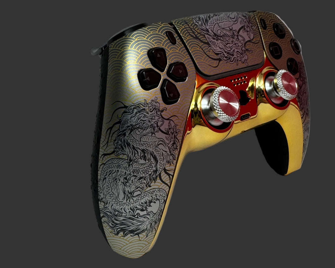 PS5 Controller im Golden Dragon Black Design / FPS