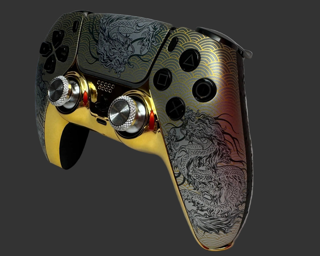 PS5 Controller im Golden Dragon Black Design / FPS