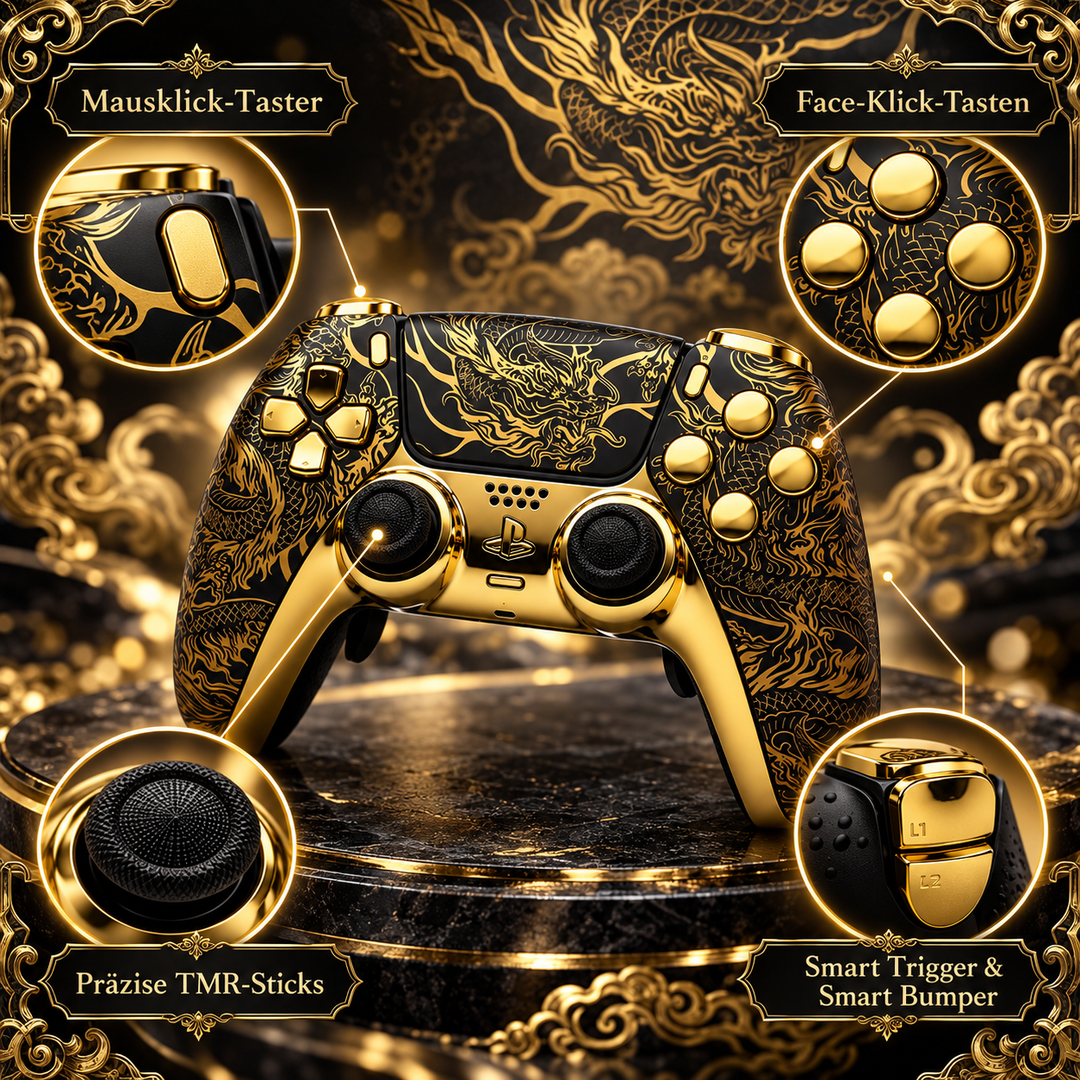 Golden Dragon Elite – Custom Controller mit TMR-Sticks, Smart Trigger &amp; Face Clicky