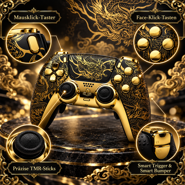 Golden Dragon Elite – Custom Controller mit TMR-Sticks, Smart Trigger &amp; Face Clicky