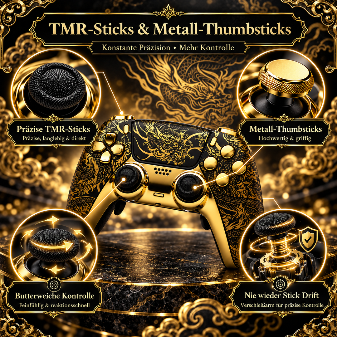 Golden Dragon Elite – Custom Controller mit TMR-Sticks, Smart Trigger &amp; Face Clicky