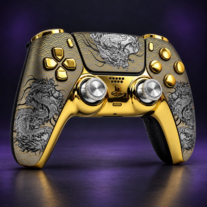 PS5 Custom Controller Golden Dragon TMR Sticks Smart Trigger Clicky Gaming
