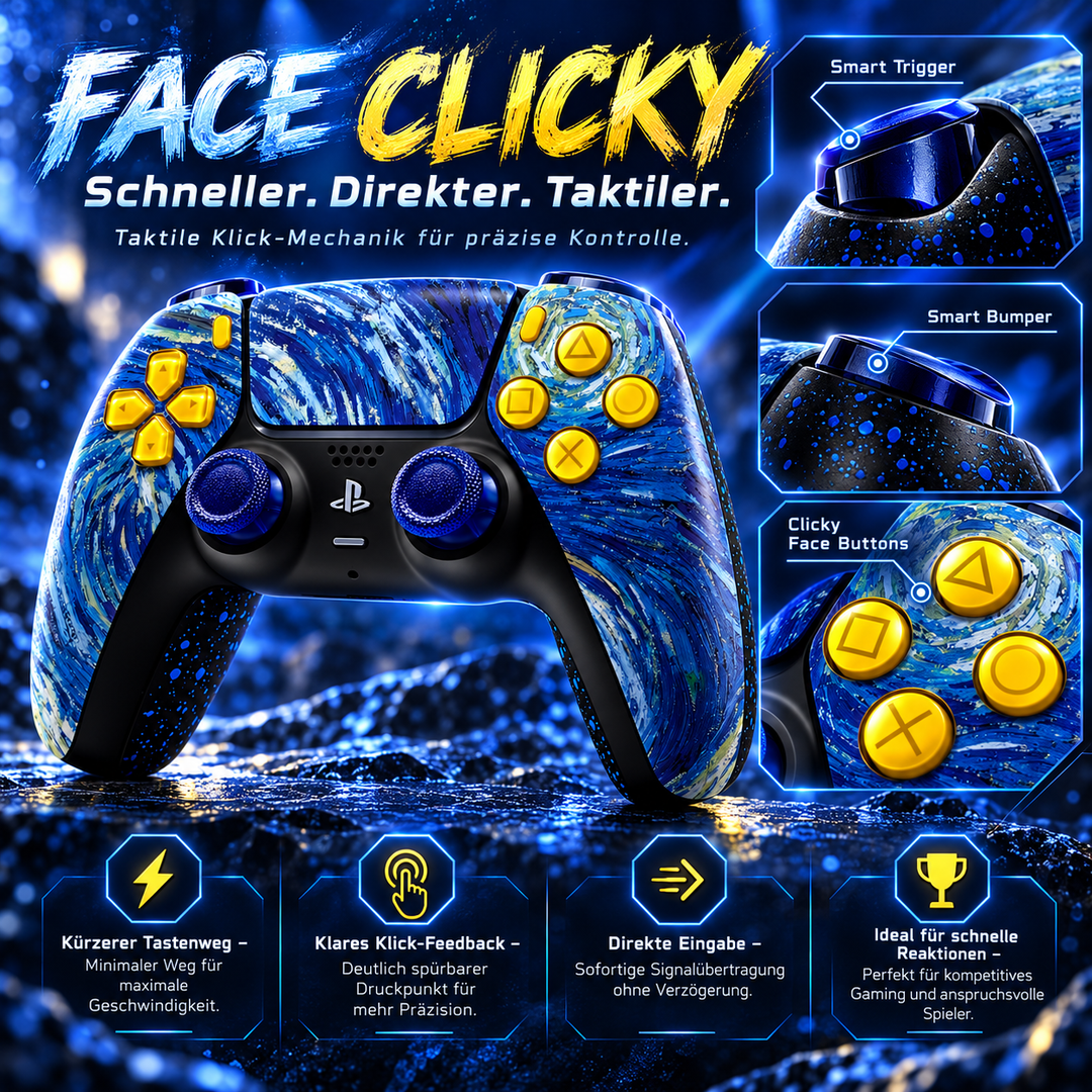 Azure Vortex Custom Controller | TMR Sticks | Smart Trigger | Face Clicky