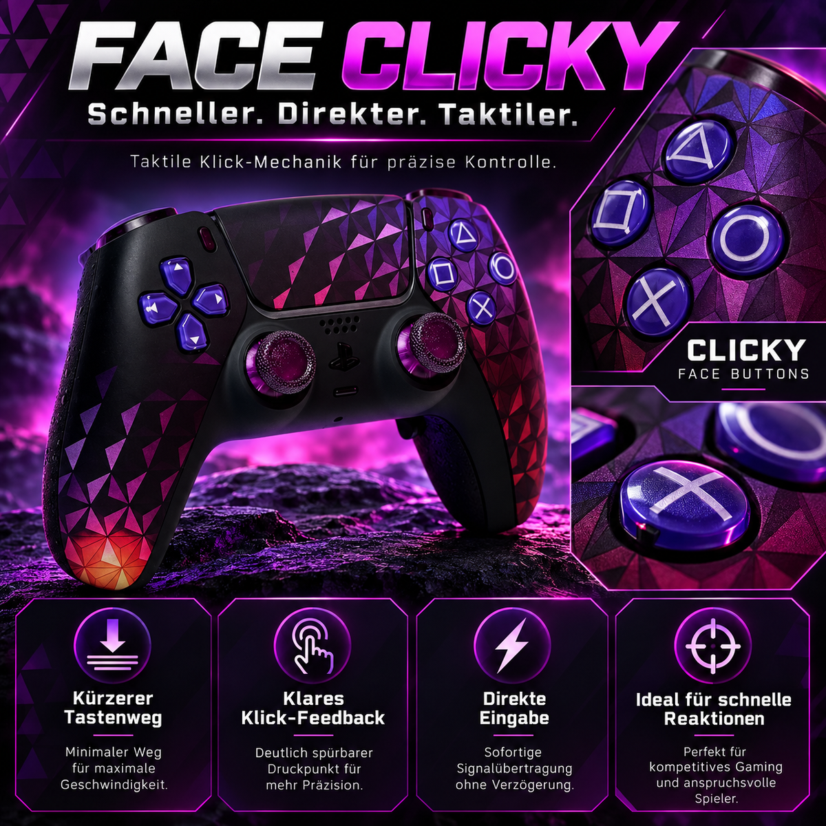 Neon Prism Custom Controller | TMR Sticks | Smart Trigger | Face Clicky