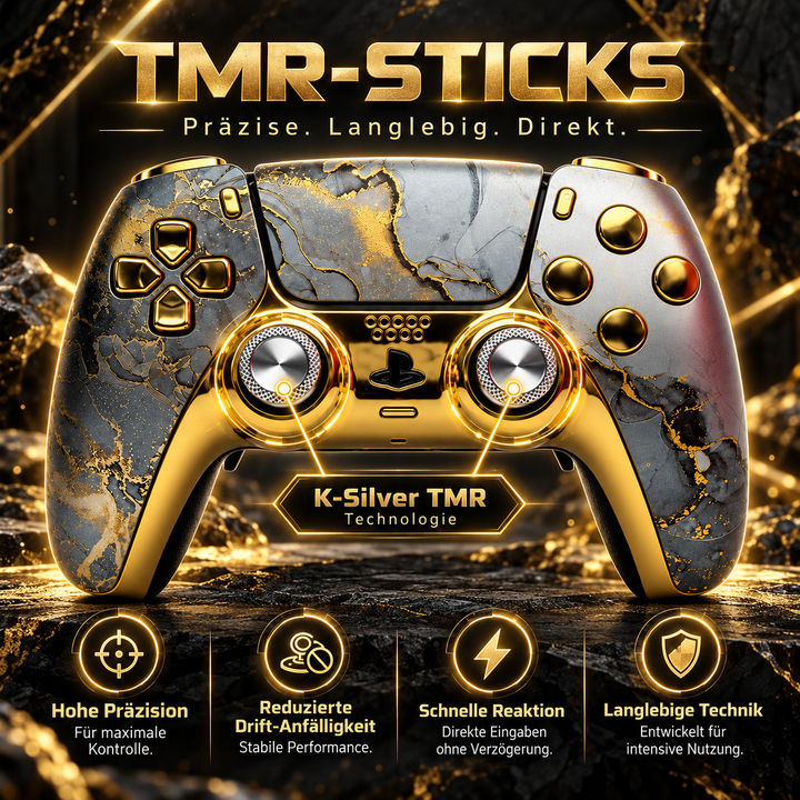 Imperial Marble – Custom Controller mit K-Silver TMR Sticks, Metall-Thumbsticks &amp; Clicky Buttons