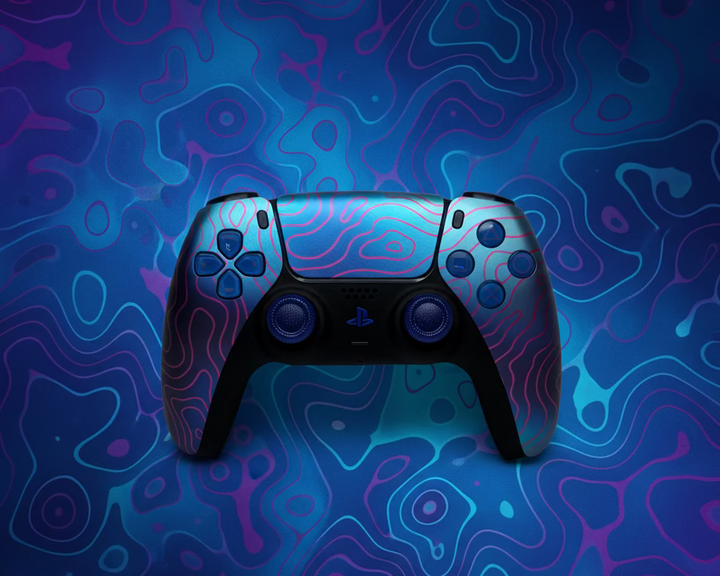 PS5 Controller im Damascus Blue Design / FPS
