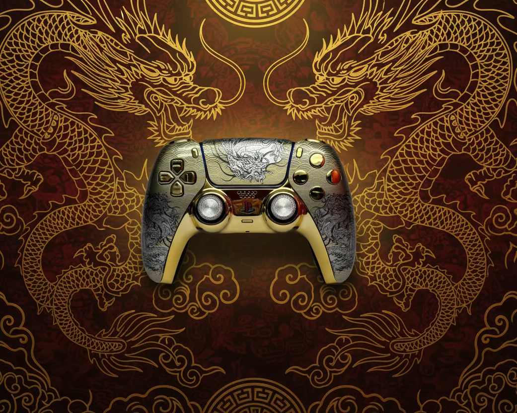 PS5 Controller im Golden Dragon Design / FPS