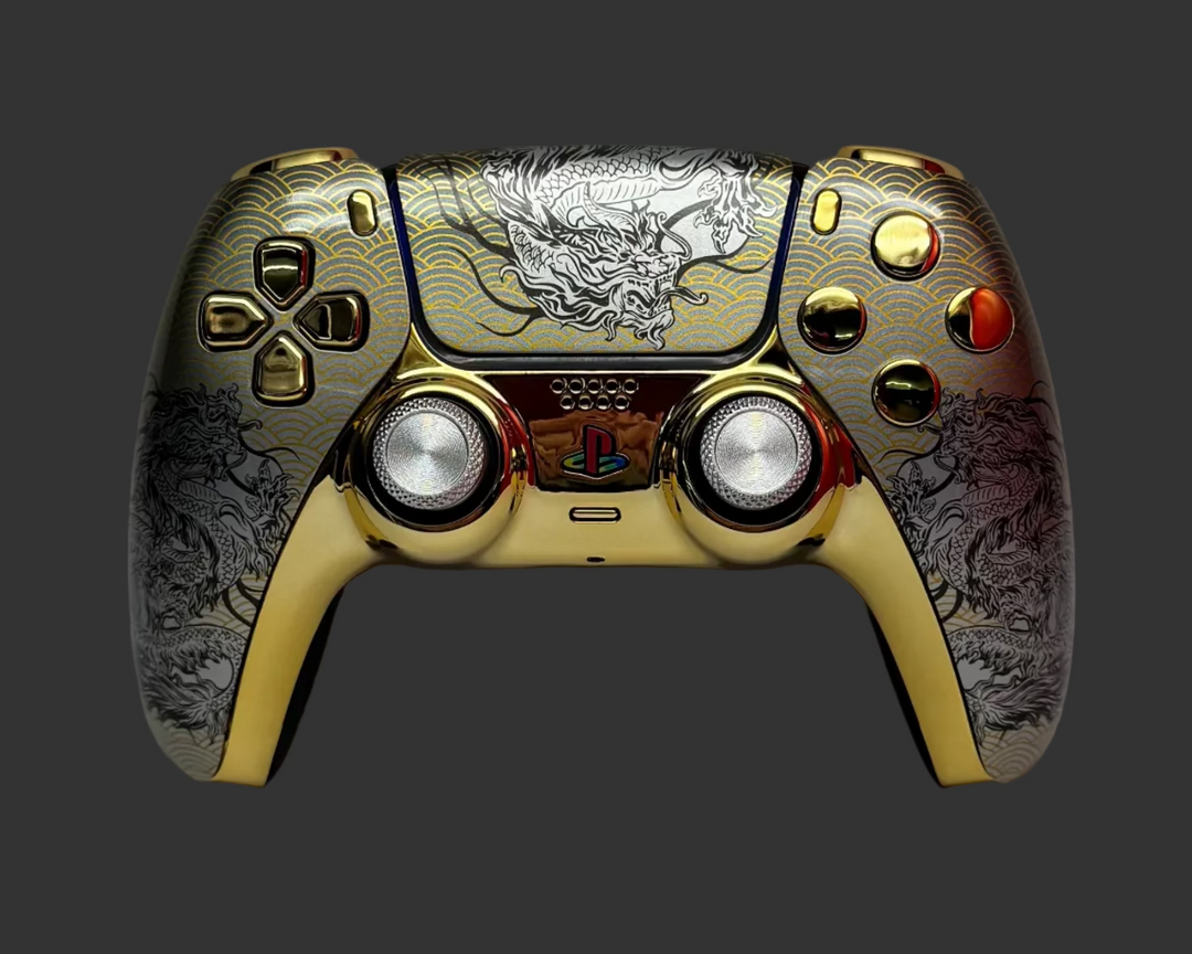 PS5 Controller im Golden Dragon Design / FPS