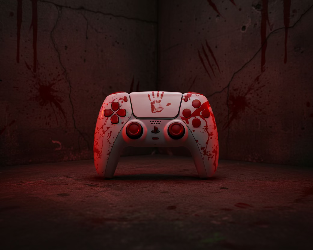 PS5 Controller im White Splatter Design / FPS